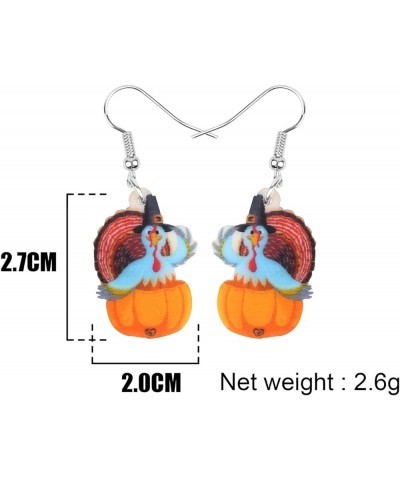 Acrylic Thanksgiving Cartoon Hat Turkey Chicken Earrings Drop Dangle Jewelry For Women Kids Charms Gifts Blue $6.00 Earrings