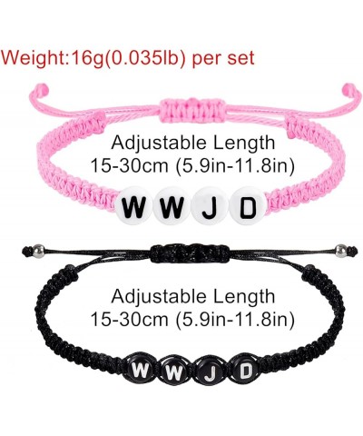 Pink WWJD Bracelets for Teen Girls Women Summer Adjustable What Would Jesus Do Beaded Bracelets Pack Pink+Black $8.39 Bracelets