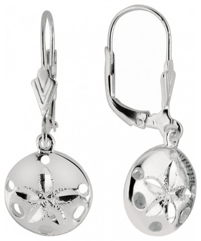 Sterling Silver Sand Dollar Lever Back Dangle Earrings $25.48 Earrings