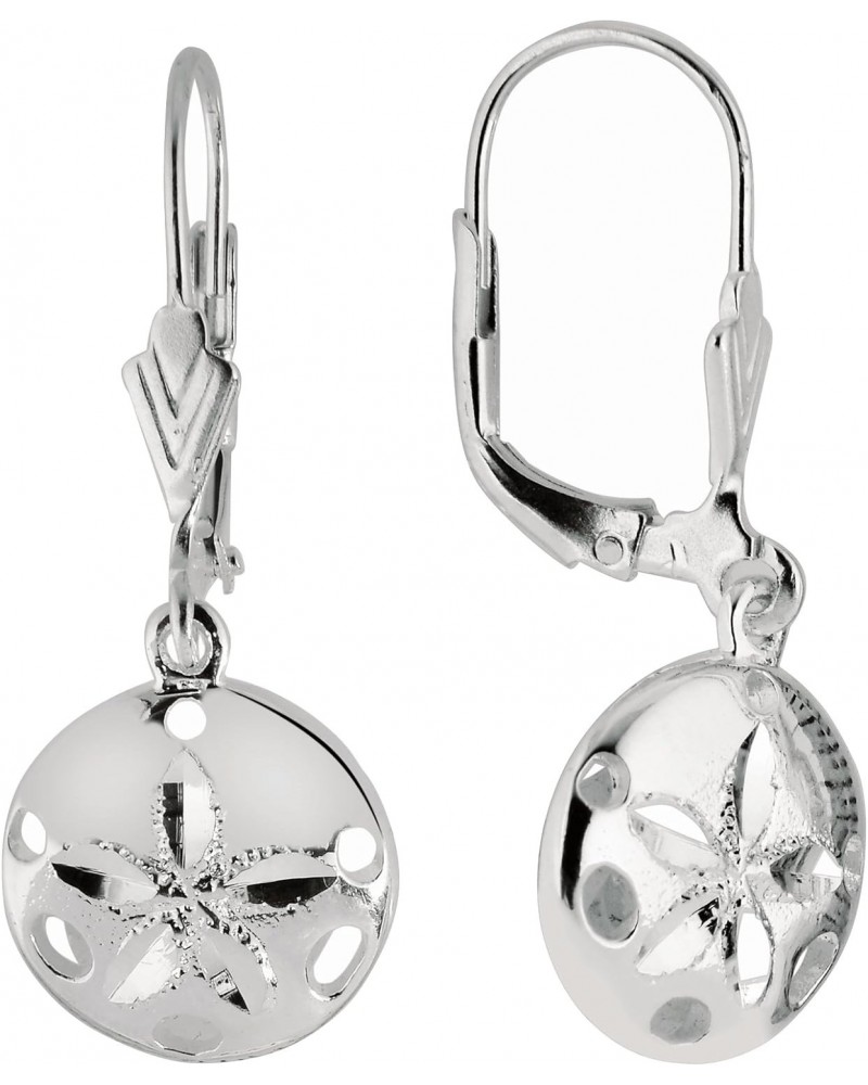 Sterling Silver Sand Dollar Lever Back Dangle Earrings $25.48 Earrings