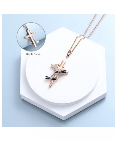 Cross Urn Necklace for Ashes for Women Men Dragonfly Cremation Jewelry Memorial Keepsake Ashes Pendant Rose Gold $10.74 Others