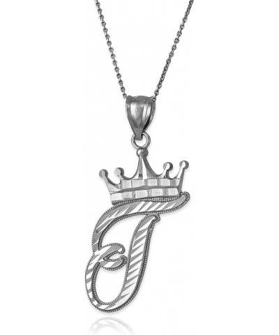 Sterling Silver Letter 'T' Initial Cursive Crown DC Pendant Necklace 22" Necklace $25.19 Necklaces