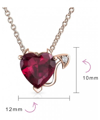 Romantic Cubic Zirconia Red AAA CZ Infinity Sexy Devil Heart Necklace Stud Earring Pendant Jewelry Set For Women Teen Rose Go...