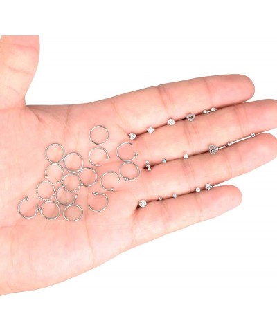 32Pcs C-Shaped Nose Ring L-Shaped Nose Studs Bone Tragus Cartilage Hoop Rings Piercings 20g for Men Women L-Shape & C-Shape, ...