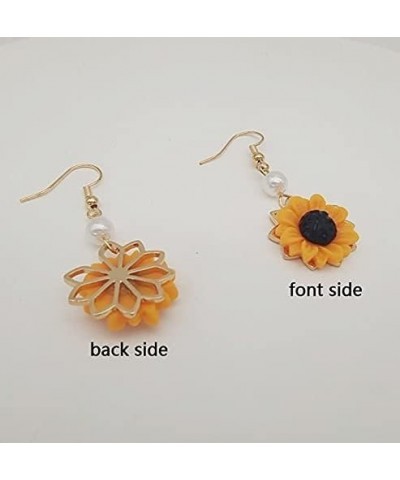 Daisy Sunflower Dangle Earrings for Women Handmade Resin Sunflower Earrings leaf-gold $6.50 Earrings