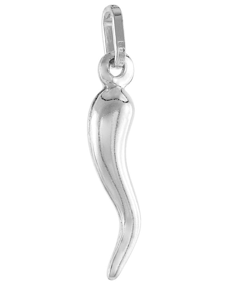 26mm Sterling Silver Italian Horn Necklace for Men 1 inch with 16-30 inch Cable_Chain 16-inch $14.97 Pendants