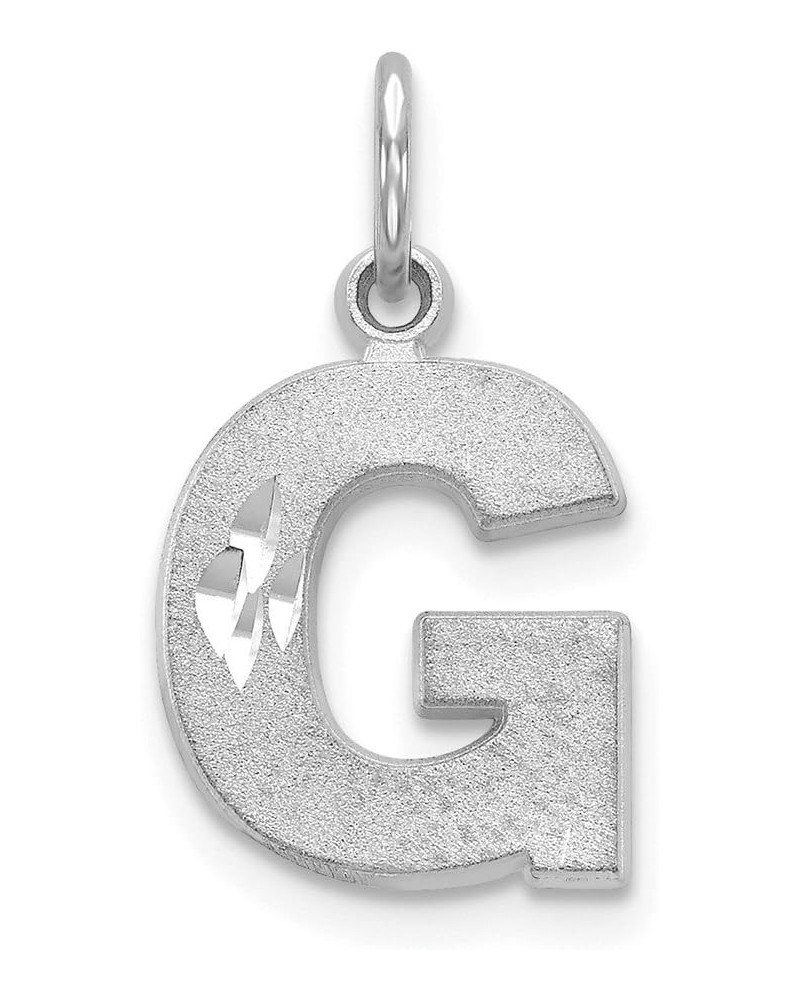 14K White Gold Solid Diamond-cut Initial Letter G Alphabet Charm Brushed Matte Finish Pendant - 20mm x 10mm $73.60 Pendants