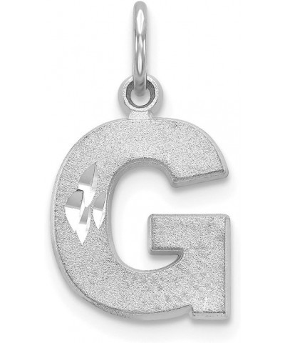 14K White Gold Solid Diamond-cut Initial Letter G Alphabet Charm Brushed Matte Finish Pendant - 20mm x 10mm $73.60 Pendants