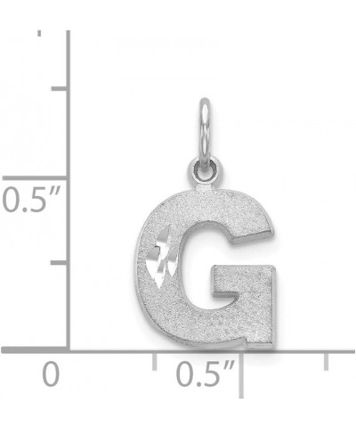 14K White Gold Solid Diamond-cut Initial Letter G Alphabet Charm Brushed Matte Finish Pendant - 20mm x 10mm $73.60 Pendants