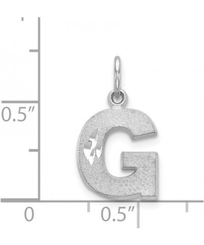 14K White Gold Solid Diamond-cut Initial Letter G Alphabet Charm Brushed Matte Finish Pendant - 20mm x 10mm $73.60 Pendants