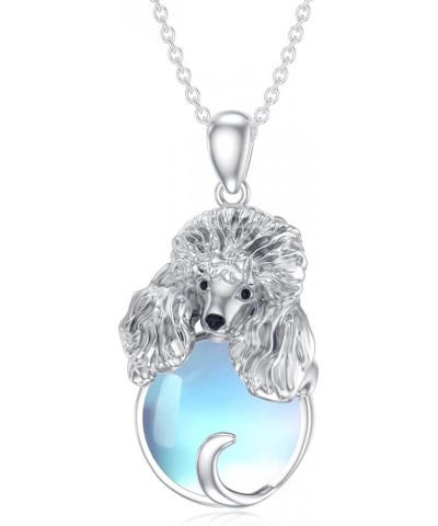 Dog Necklace for Women 925 Sterling Silver Moonstone Dog Pendant Pooch Necklace for Girls Jewelry Memorial Gifts for Dog Love...