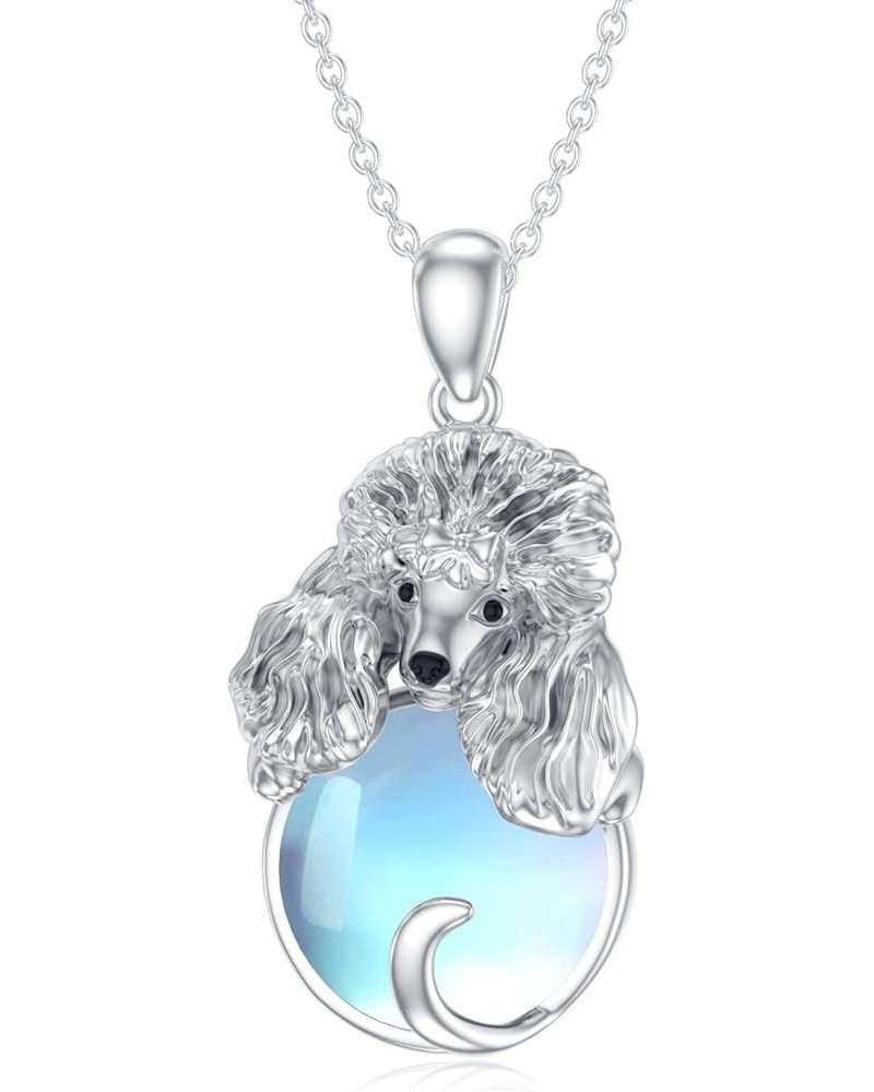 Dog Necklace for Women 925 Sterling Silver Moonstone Dog Pendant Pooch Necklace for Girls Jewelry Memorial Gifts for Dog Love...