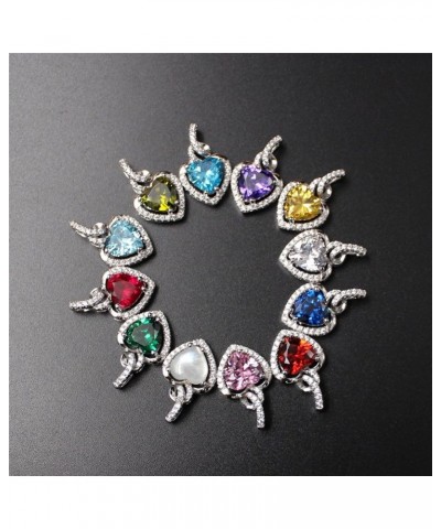 Simulated Birthstone Heart Necklace Sterling Silver Pendant Gifts for Women 04-Apr-Clear-Cubic Zirconia $17.15 Necklaces