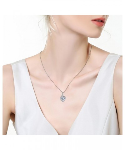 Simulated Birthstone Heart Necklace Sterling Silver Pendant Gifts for Women 04-Apr-Clear-Cubic Zirconia $17.15 Necklaces