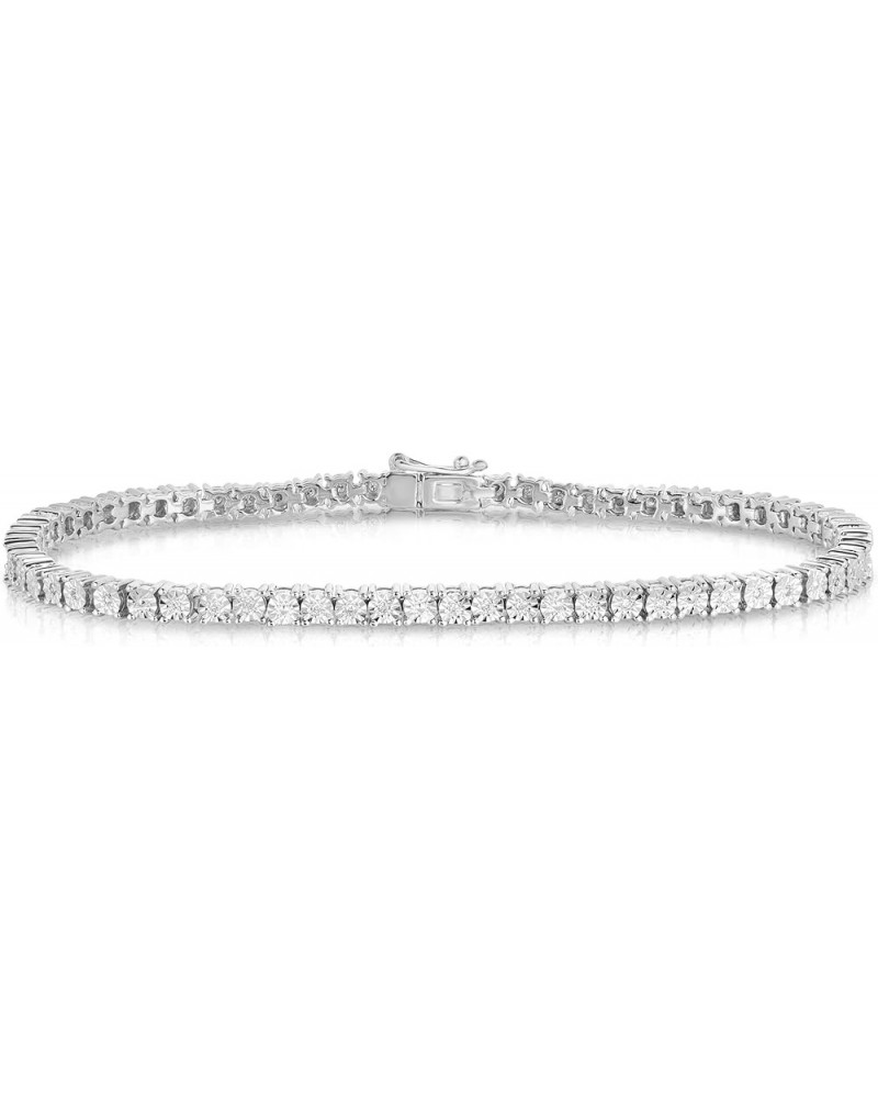 1/10-1 Cttw Lab Grown Diamond Tennis Bracelet for Women Rhodium Plated Sterling Silver 7 Inch Color F-G Clarity VS2 0.25 Cttw...