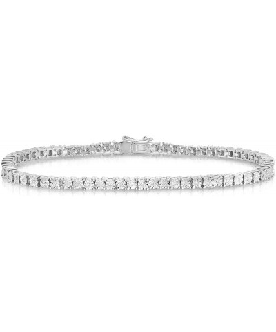 1/10-1 Cttw Lab Grown Diamond Tennis Bracelet for Women Rhodium Plated Sterling Silver 7 Inch Color F-G Clarity VS2 0.25 Cttw...