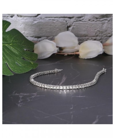 1/10-1 Cttw Lab Grown Diamond Tennis Bracelet for Women Rhodium Plated Sterling Silver 7 Inch Color F-G Clarity VS2 0.25 Cttw...