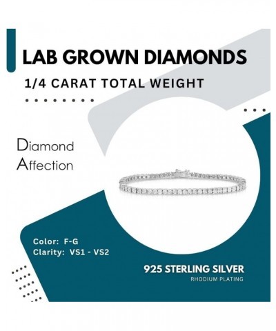 1/10-1 Cttw Lab Grown Diamond Tennis Bracelet for Women Rhodium Plated Sterling Silver 7 Inch Color F-G Clarity VS2 0.25 Cttw...