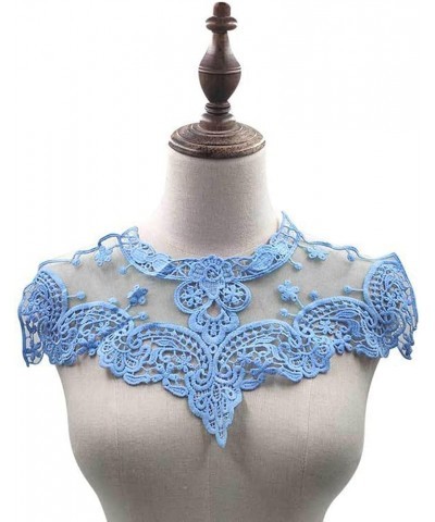 Hollow Out Lace Fake Collar Flower Embroidery Detachable Fake Collar DIY Lace Applique for Women Sky Blue $4.54 Necklaces