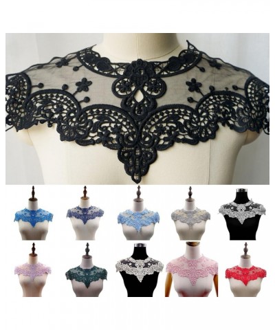 Hollow Out Lace Fake Collar Flower Embroidery Detachable Fake Collar DIY Lace Applique for Women Sky Blue $4.54 Necklaces