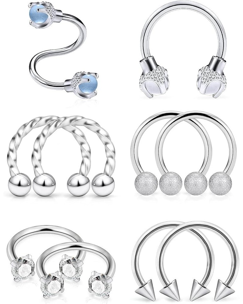 16G Dragon's Claw Lip Rings Hoops 316L Surgical Steel Spiral Diamond Lip Rings Studs Horseshoe Cartilage Tragus Helix Hoop Ea...