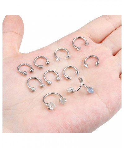 16G Dragon's Claw Lip Rings Hoops 316L Surgical Steel Spiral Diamond Lip Rings Studs Horseshoe Cartilage Tragus Helix Hoop Ea...