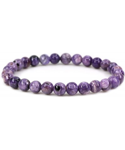 Gemstone 6mm Natural Round Beads Gemstones Crystal Stretch Bracelet 7 Inch Unisex AA Grade Russian Charoite $11.99 Bracelets