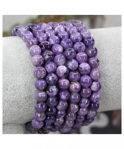 Gemstone 6mm Natural Round Beads Gemstones Crystal Stretch Bracelet 7 Inch Unisex AA Grade Russian Charoite $11.99 Bracelets