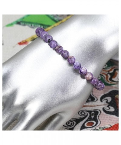 Gemstone 6mm Natural Round Beads Gemstones Crystal Stretch Bracelet 7 Inch Unisex AA Grade Russian Charoite $11.99 Bracelets