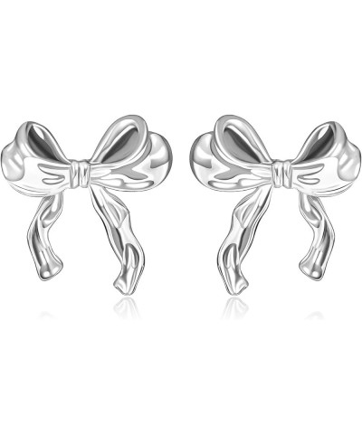 Gold Silver Bow Earrings for Women Classic Ribbon Bow Stud Earrings Cute BowKnot Earrings Bow Jewelry Gifts for Women Teen Gi...