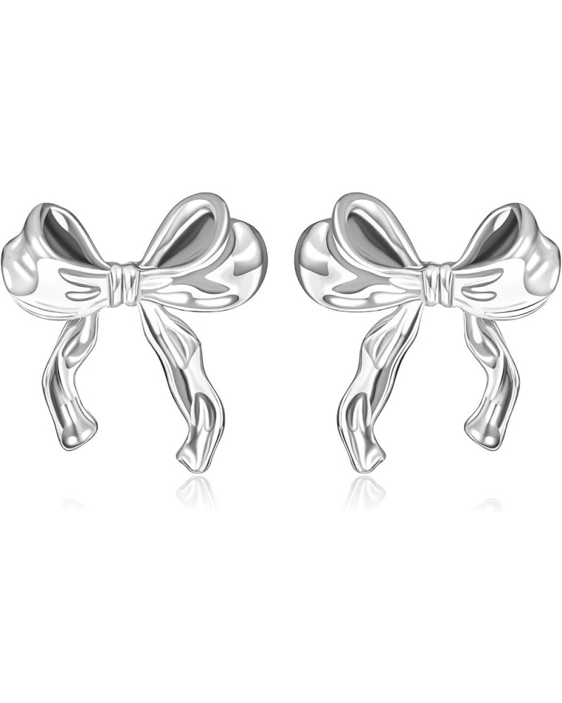 Gold Silver Bow Earrings for Women Classic Ribbon Bow Stud Earrings Cute BowKnot Earrings Bow Jewelry Gifts for Women Teen Gi...