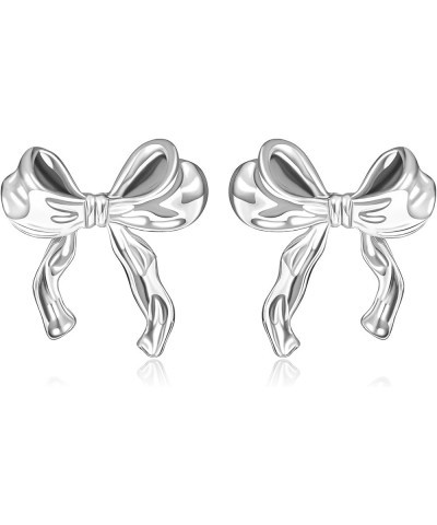 Gold Silver Bow Earrings for Women Classic Ribbon Bow Stud Earrings Cute BowKnot Earrings Bow Jewelry Gifts for Women Teen Gi...