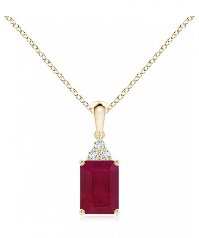 Natural Emerald-Cut Pendant Necklace with Diamond in 14K Solid Gold/Platinum for Women, Girls with 18" Chain | July Birthston...