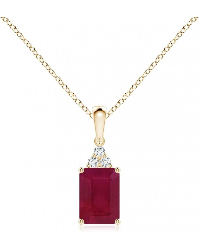 Natural Emerald-Cut Pendant Necklace with Diamond in 14K Solid Gold/Platinum for Women, Girls with 18" Chain | July Birthston...