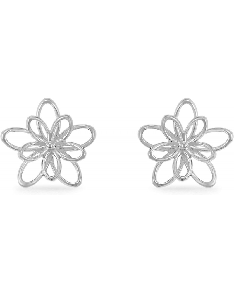 Jewelry Sterling Silver Wire Flower Stud Earrings $14.83 Earrings