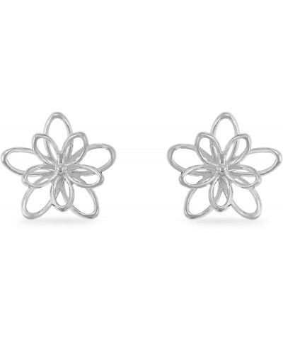 Jewelry Sterling Silver Wire Flower Stud Earrings $14.83 Earrings