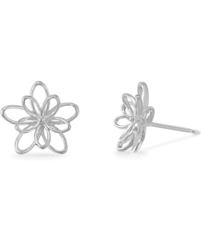 Jewelry Sterling Silver Wire Flower Stud Earrings $14.83 Earrings