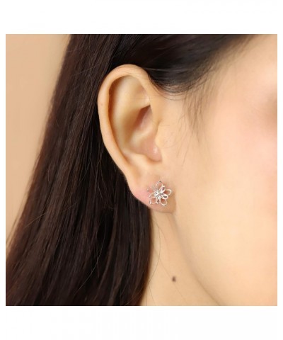 Jewelry Sterling Silver Wire Flower Stud Earrings $14.83 Earrings