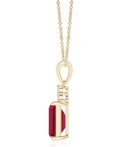 Natural Emerald-Cut Pendant Necklace with Diamond in 14K Solid Gold/Platinum for Women, Girls with 18" Chain | July Birthston...