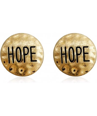 Inspirational Message Letter Earrings - Boho Word Stamped, Religious Blessed, Love, Faith, Mama Delicate Studs Coin Studs - H...