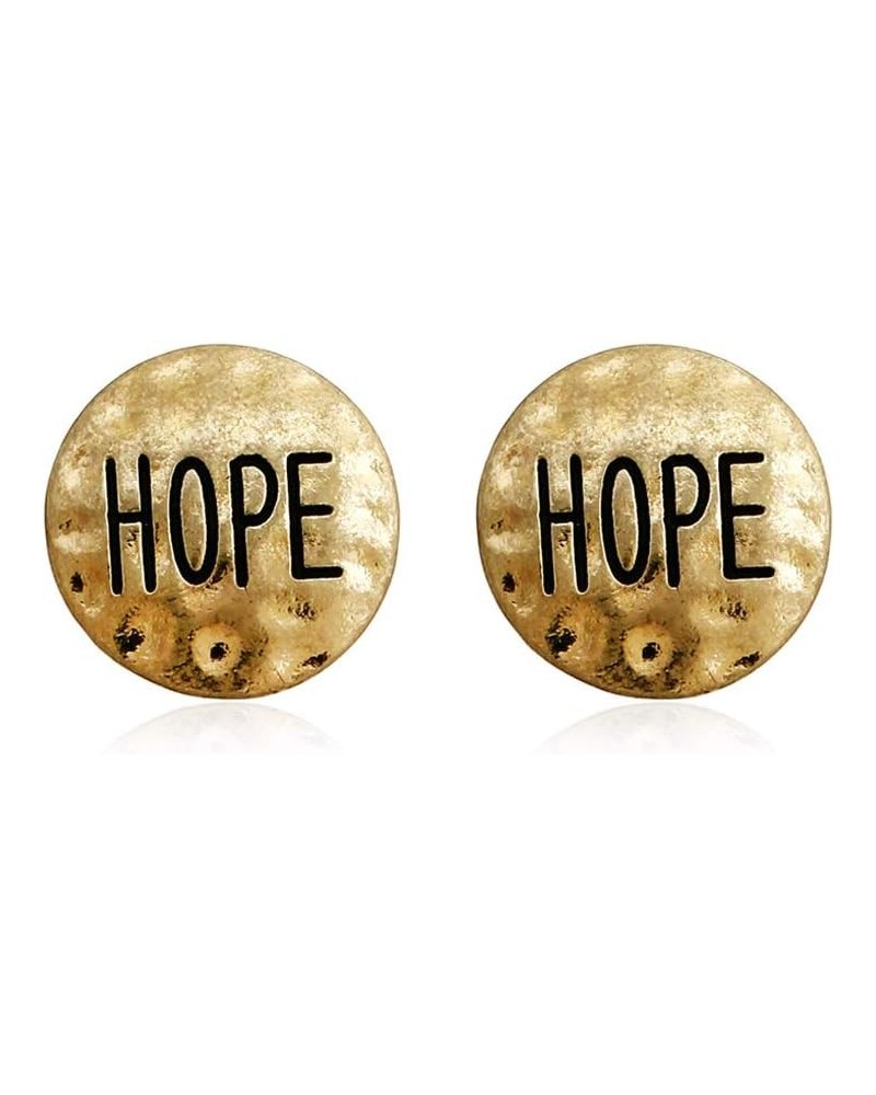 Inspirational Message Letter Earrings - Boho Word Stamped, Religious Blessed, Love, Faith, Mama Delicate Studs Coin Studs - H...