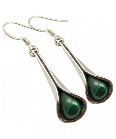 Natural Drop 6 x 9 mm Cab Malachite tcw 3.0 Earrings 1.7" Sterling Silver $14.49 Earrings