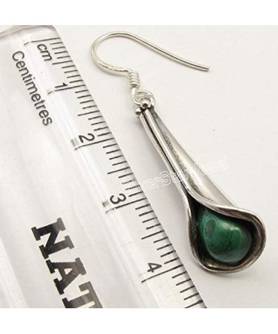 Natural Drop 6 x 9 mm Cab Malachite tcw 3.0 Earrings 1.7" Sterling Silver $14.49 Earrings