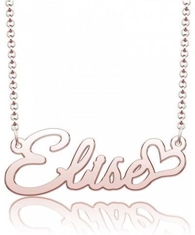 Personalized Name Necklace Heart Symbol Copper Jewelry for Girls Name Necklace for Women Gold Name Necklace Elise-Rose Gold $...