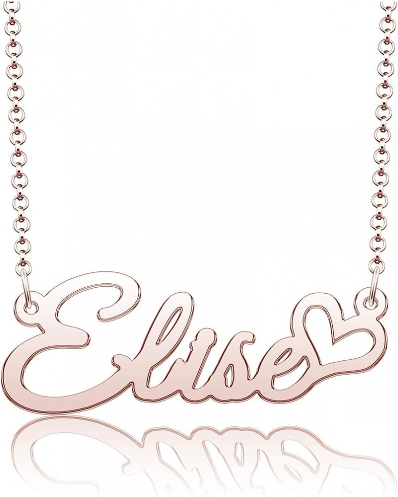 Personalized Name Necklace Heart Symbol Copper Jewelry for Girls Name Necklace for Women Gold Name Necklace Elise-Rose Gold $...