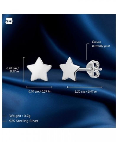 Women 925 Sterling Silver Celestial Stud Earrings Silver Flat Star $11.99 Earrings