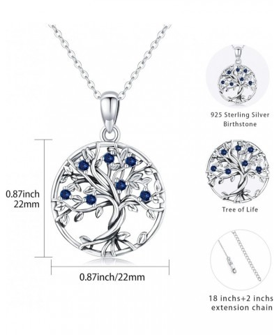 Tree of Life Birthstone Necklace for Women, 925 Sterling Silver Family Tree Pendant Necklace Valentine's Day Mother's Day Gif...