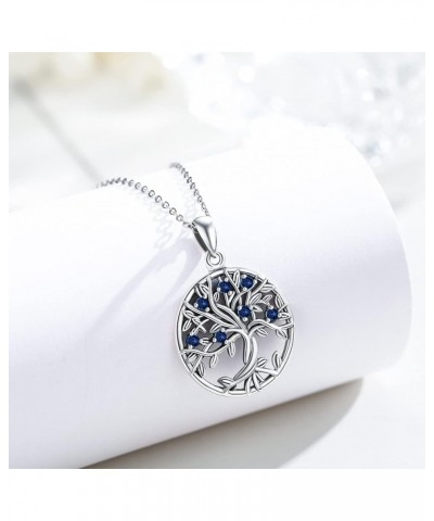 Tree of Life Birthstone Necklace for Women, 925 Sterling Silver Family Tree Pendant Necklace Valentine's Day Mother's Day Gif...