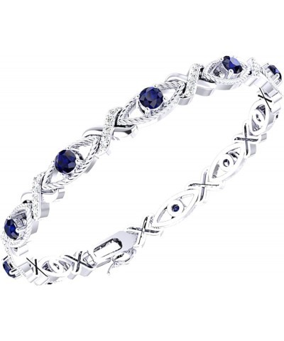 Crossed Lustrous Eyelet Bracelet for Women 925 Sterling Silver Gemstone Bracelet Round 4mm with 1.2mm Cubic Zirconia Bracelet...