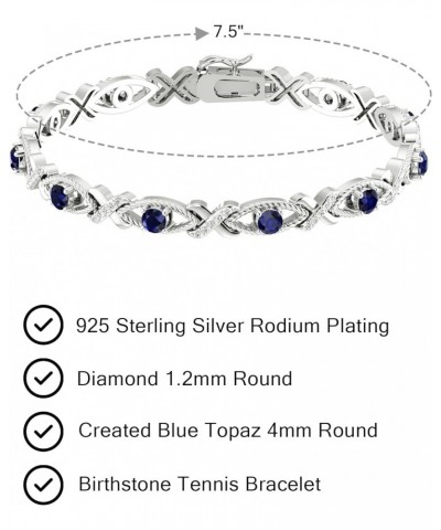 Crossed Lustrous Eyelet Bracelet for Women 925 Sterling Silver Gemstone Bracelet Round 4mm with 1.2mm Cubic Zirconia Bracelet...